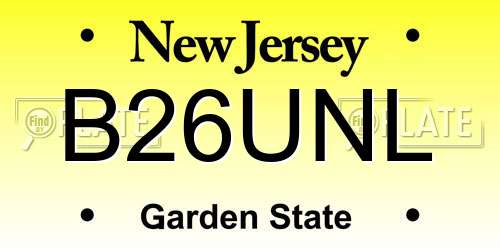 B26UNL New Jersey License Plate