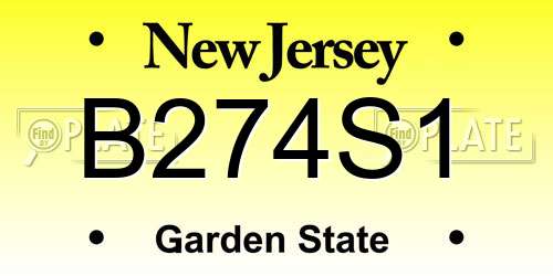 B274S1 New Jersey License Plate