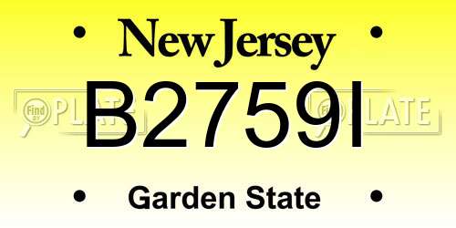 B2759I New Jersey License Plate