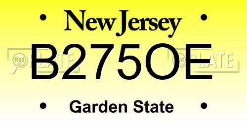 B275OE New Jersey License Plate