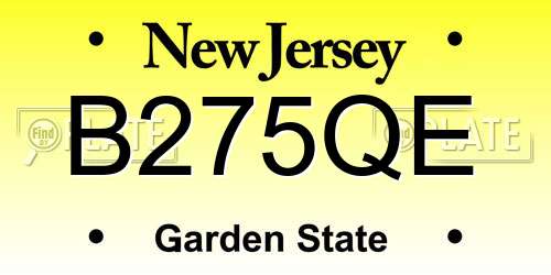 B275QE New Jersey License Plate