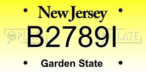 B2789I New Jersey License Plate