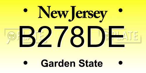 B278DE New Jersey License Plate