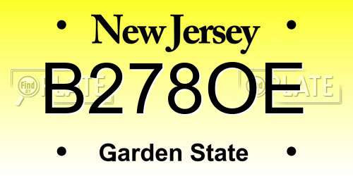 B278OE New Jersey License Plate
