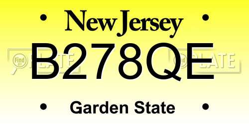 B278QE New Jersey License Plate