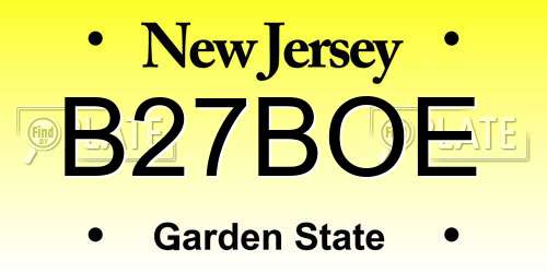 B27BOE New Jersey License Plate