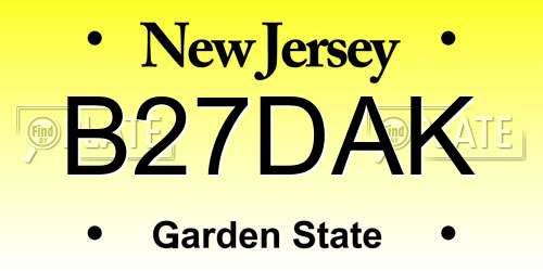 B27DAK New Jersey License Plate