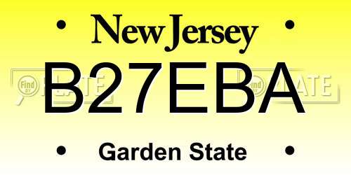 B27EBA New Jersey License Plate