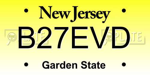 B27EVD New Jersey License Plate