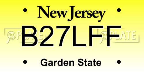 B27LFF New Jersey License Plate
