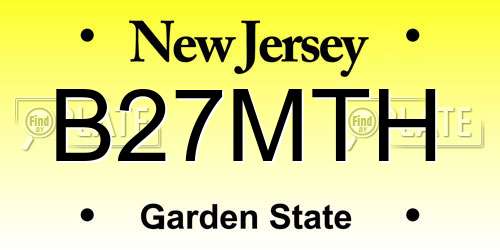 B27MTH New Jersey License Plate