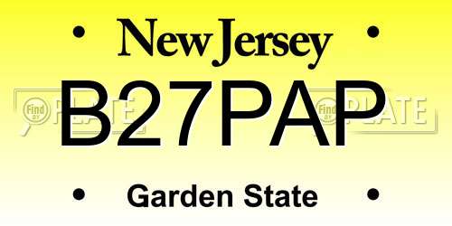 B27PAP New Jersey License Plate