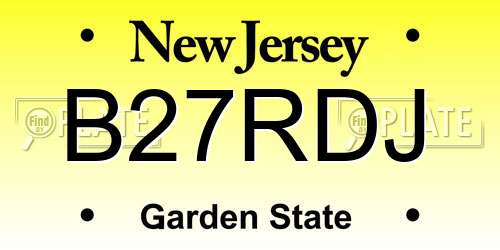 B27RDJ New Jersey License Plate