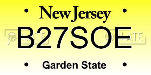 B27SOE New Jersey License Plate