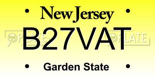B27VAT New Jersey License Plate