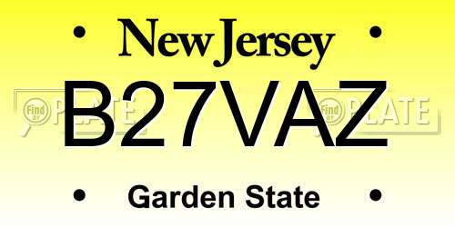 B27VAZ New Jersey License Plate