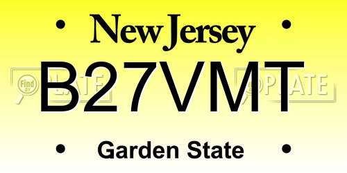 B27VMT New Jersey License Plate