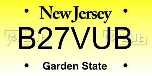 B27VUB New Jersey License Plate