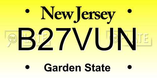 B27VUN New Jersey License Plate
