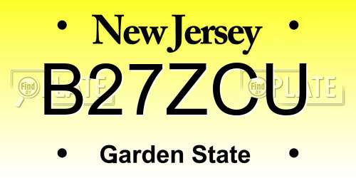 B27ZCU New Jersey License Plate