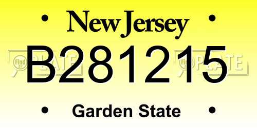 B281215 New Jersey License Plate