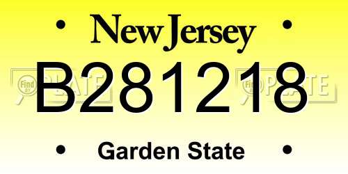 B281218 New Jersey License Plate