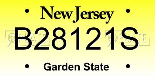 B28121S New Jersey License Plate