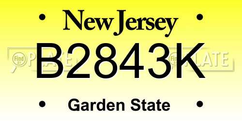 B2843K New Jersey License Plate