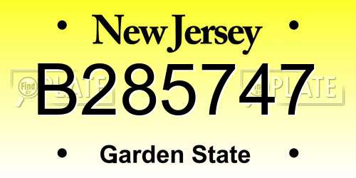B285747 New Jersey License Plate