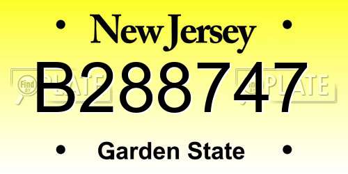 B288747 New Jersey License Plate