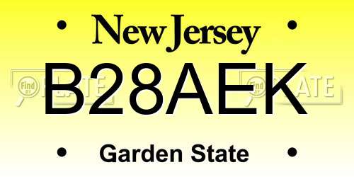 B28AEK New Jersey License Plate