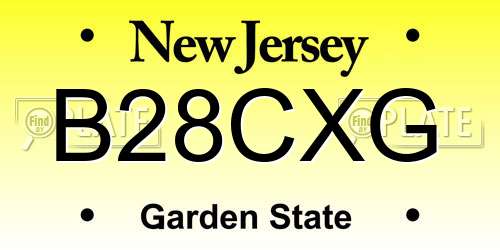 B28CXG New Jersey License Plate