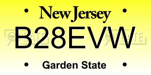 B28EVW New Jersey License Plate