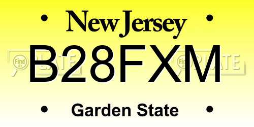 B28FXM New Jersey License Plate