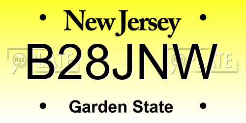 B28JNW New Jersey License Plate