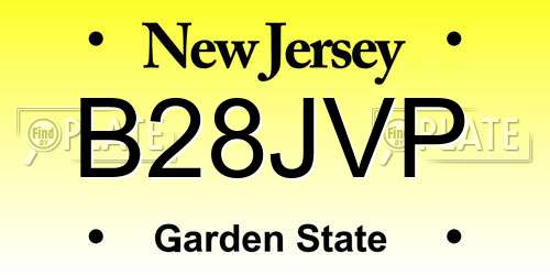 B28JVP New Jersey License Plate