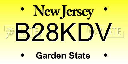 B28KDV New Jersey License Plate