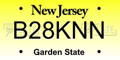 B28KNN New Jersey License Plate