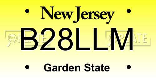 B28LLM New Jersey License Plate