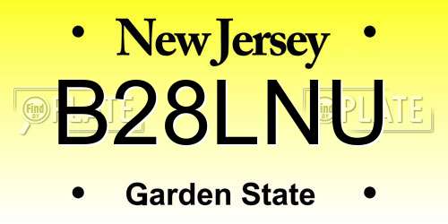 B28LNU New Jersey License Plate
