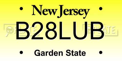 B28LUB New Jersey License Plate