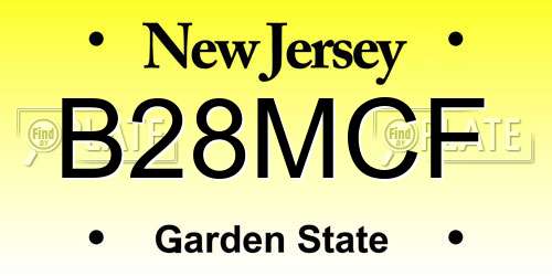 B28MCF New Jersey License Plate