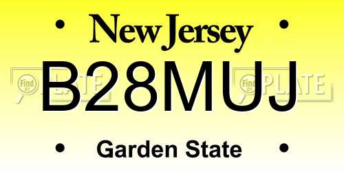 B28MUJ New Jersey License Plate