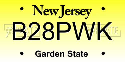 B28PWK New Jersey License Plate