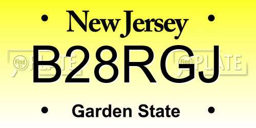 B28RGJ New Jersey License Plate
