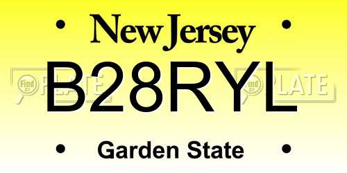 B28RYL New Jersey License Plate