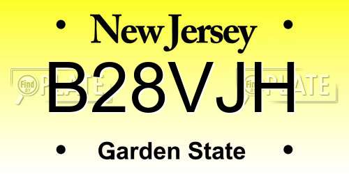 B28VJH New Jersey License Plate
