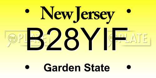 B28YIF New Jersey License Plate