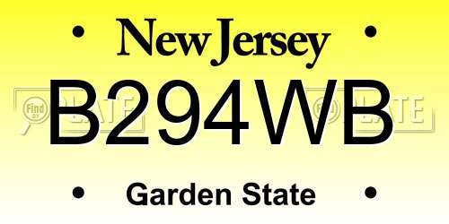 B294WB New Jersey License Plate