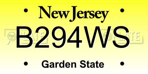 B294WS New Jersey License Plate